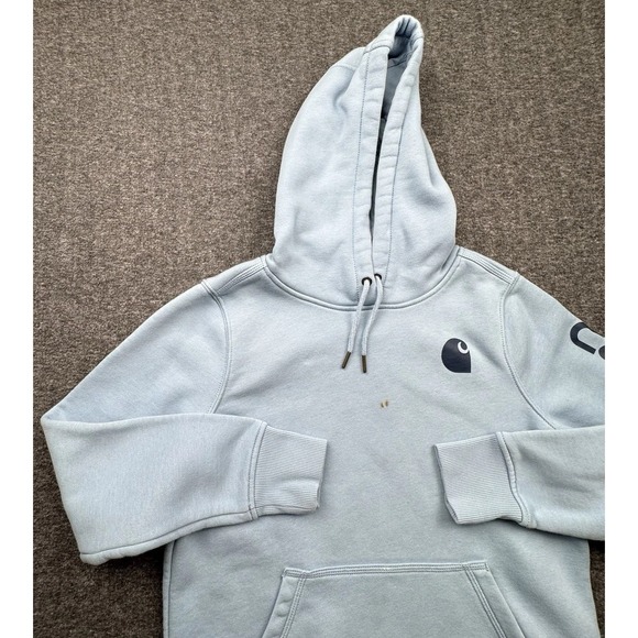 Carhartt Tops - Carhartt Hoodie Sweatshirt Women's Sz Medium 8-10 Relaxed Fit Pullover Blue